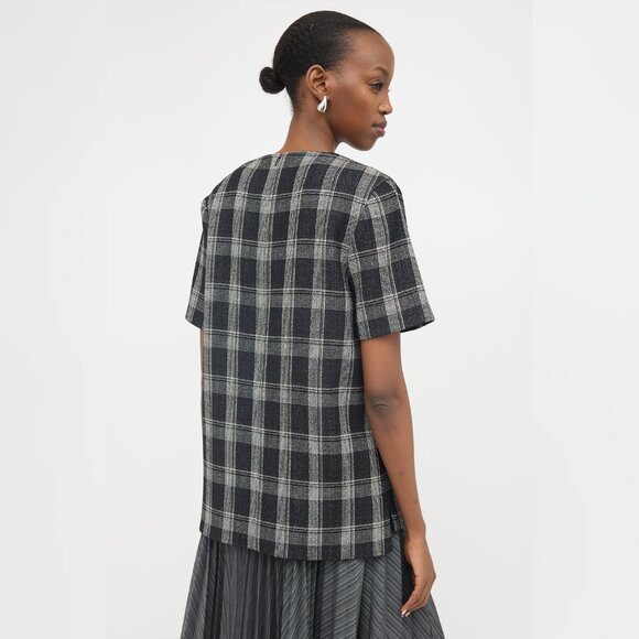 Proenza Schouler Plaid Short Sleeve Top, size 6 - Picture 2 of 8